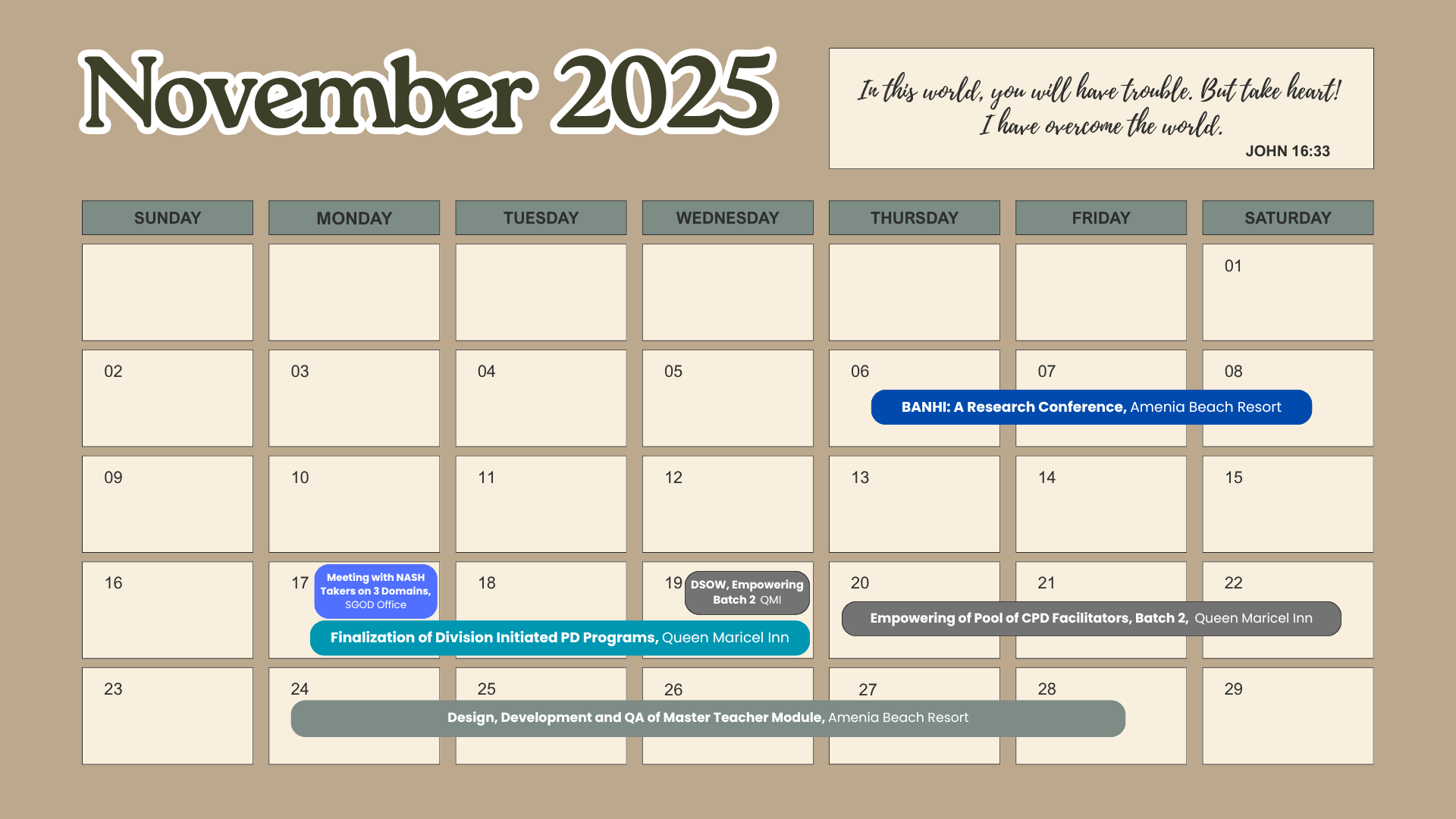 november-2025 calendar of activities